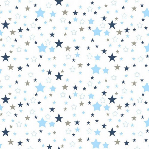 BAWEŁNA gwiazdozbiór niebieski na bieli